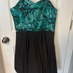 Chic Teal and Black Mini Dress